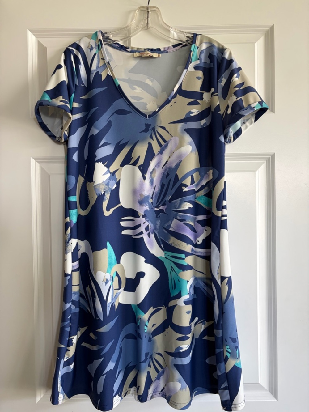 Aryeh Navy Blue Floral V-Neck Tunic